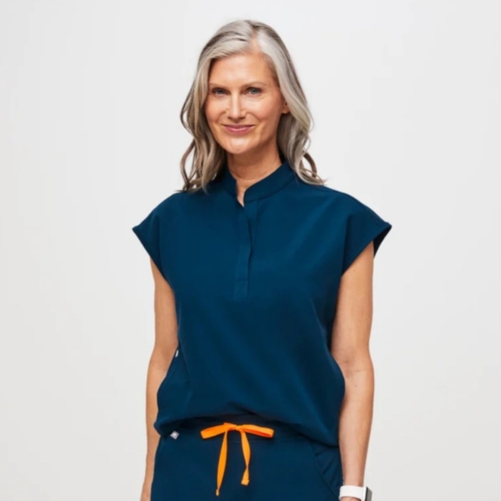 Figs Rafela oversized scrub top, teal, deep reef